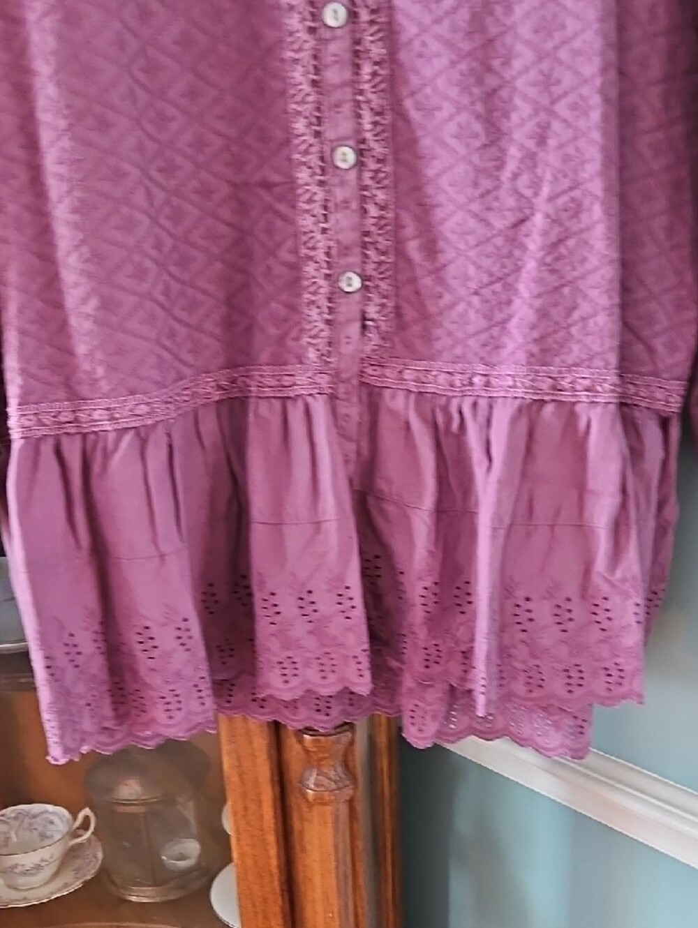 Women's TALBOTS Pink Button Henley Top & LOGO Lavish Purple Mixed TUNIC - Picture 10 of 13
